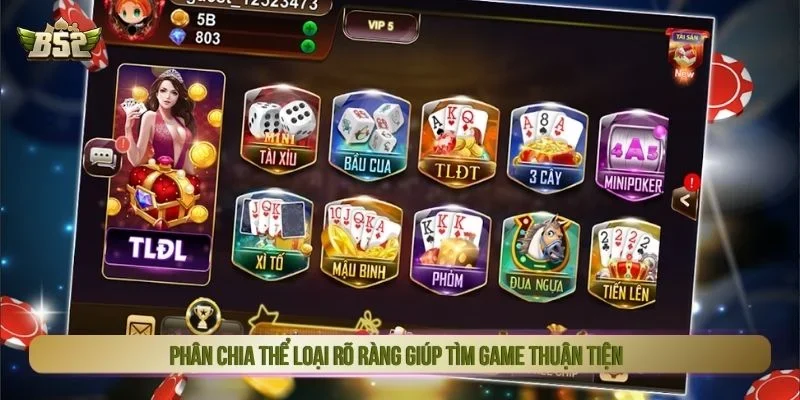Phân chia thể loại rõ ràng giúp tìm game thuận tiện 